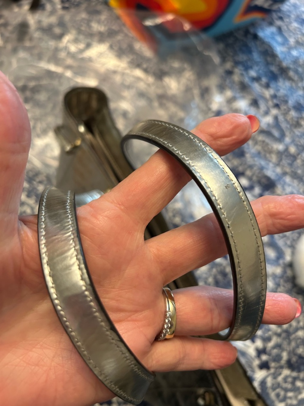 Michael Kors Metallic Silver Quilted Tote with MK Charm - Picture 9 of 15